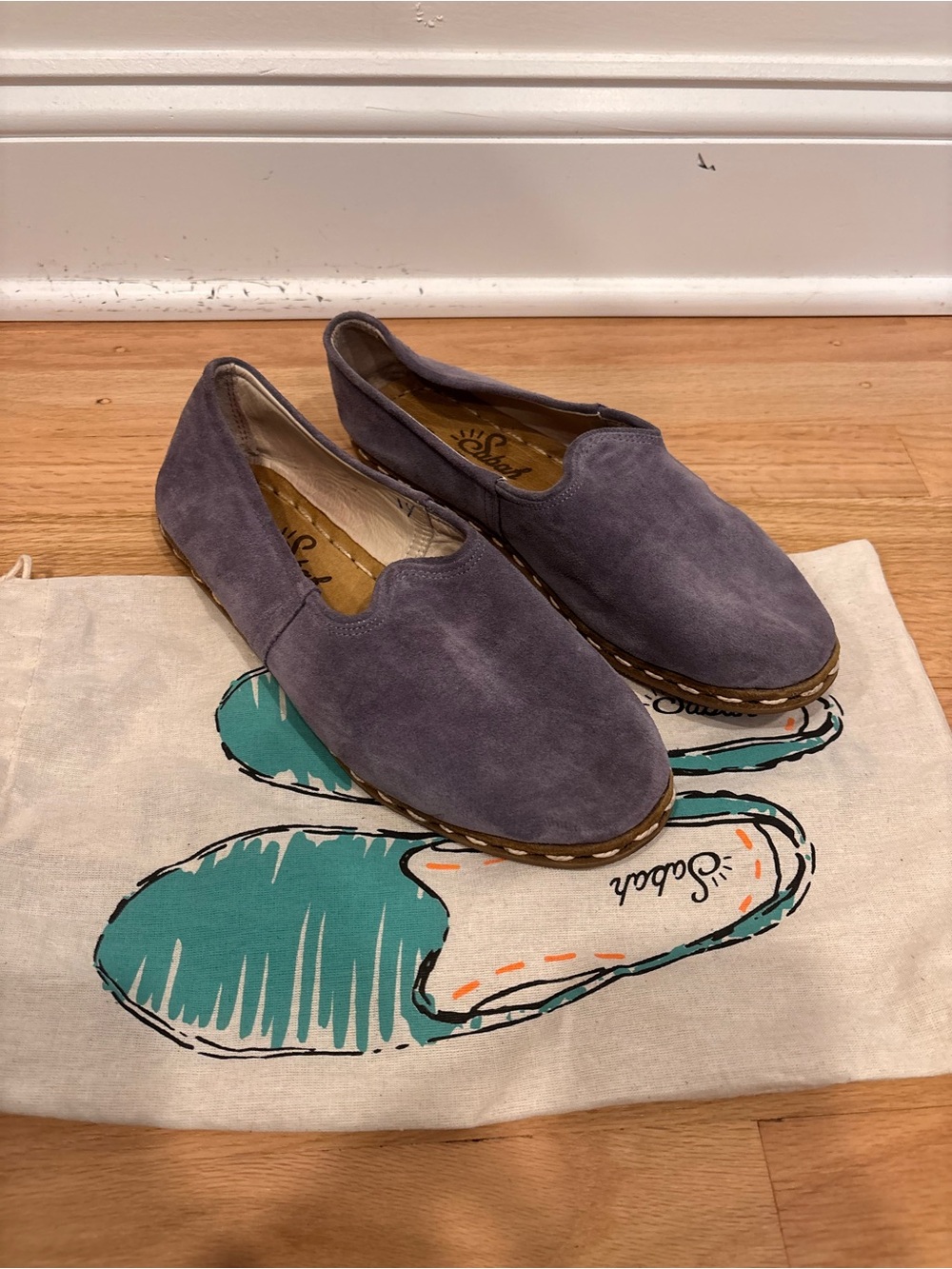 Sabah purple-grey suede slip-on shoes size 41